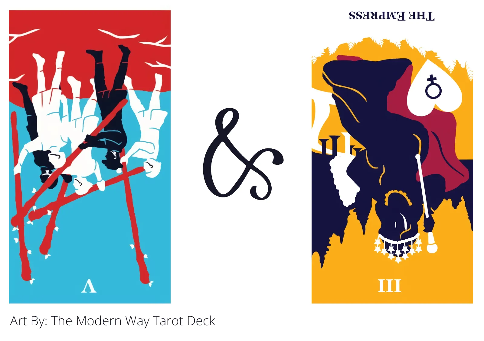 five of wands reversed and the empress reversed tarot cards together