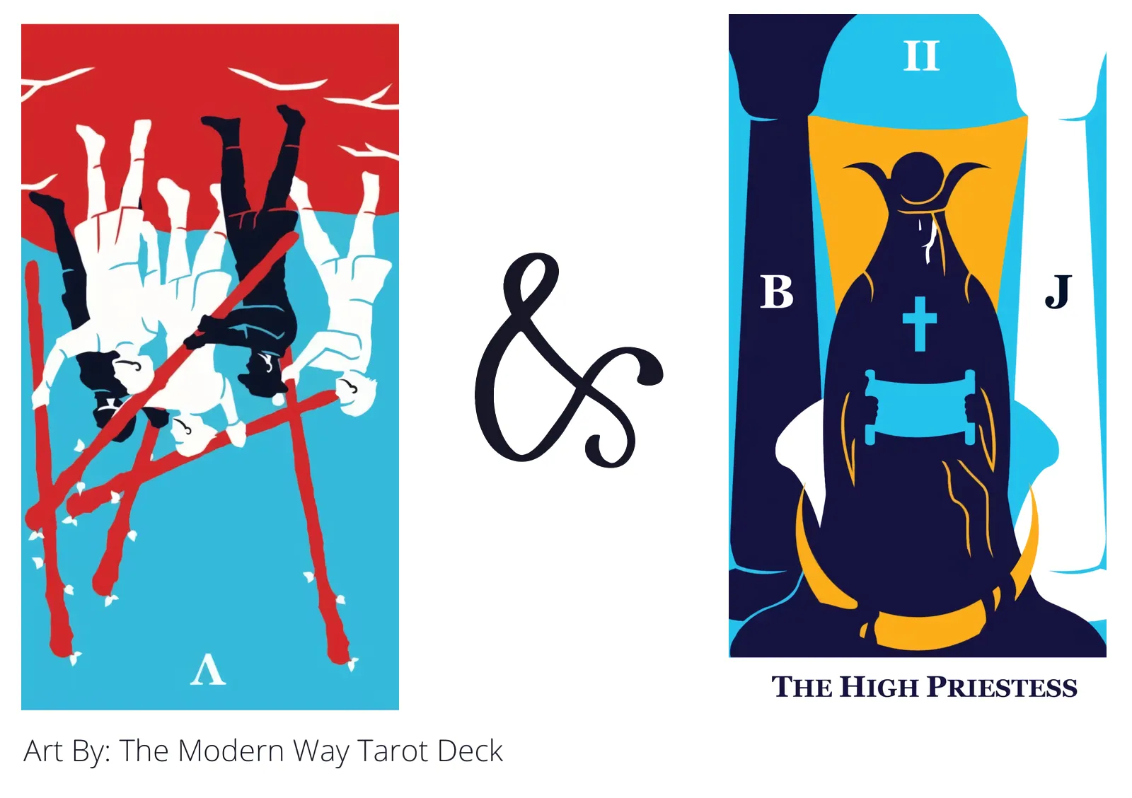 five of wands reversed and the high priestess tarot cards together
