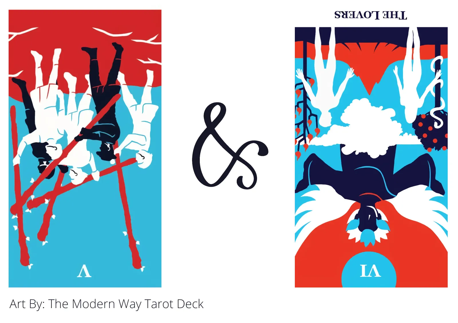 five of wands reversed and the lovers reversed tarot cards together