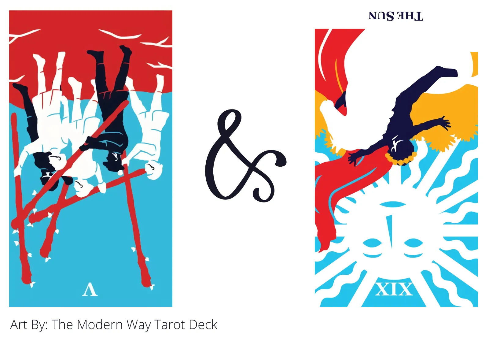 five of wands reversed and the sun reversed tarot cards together