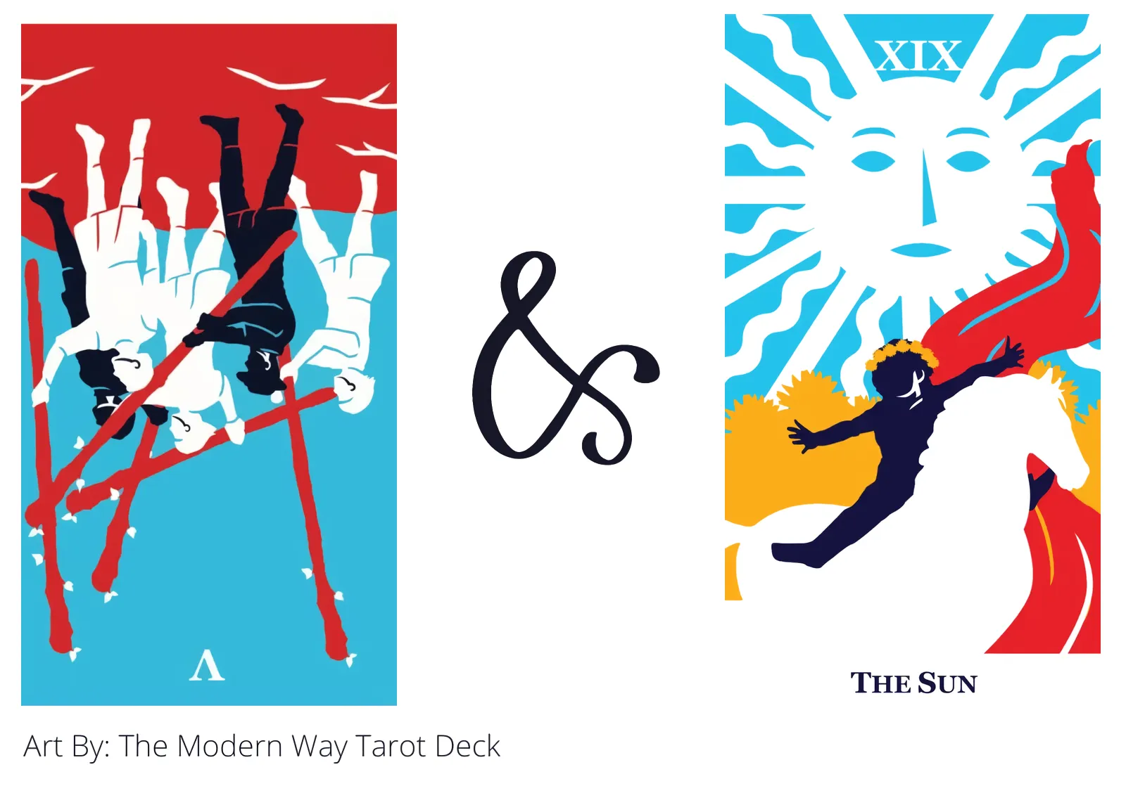 five of wands reversed and the sun tarot cards together