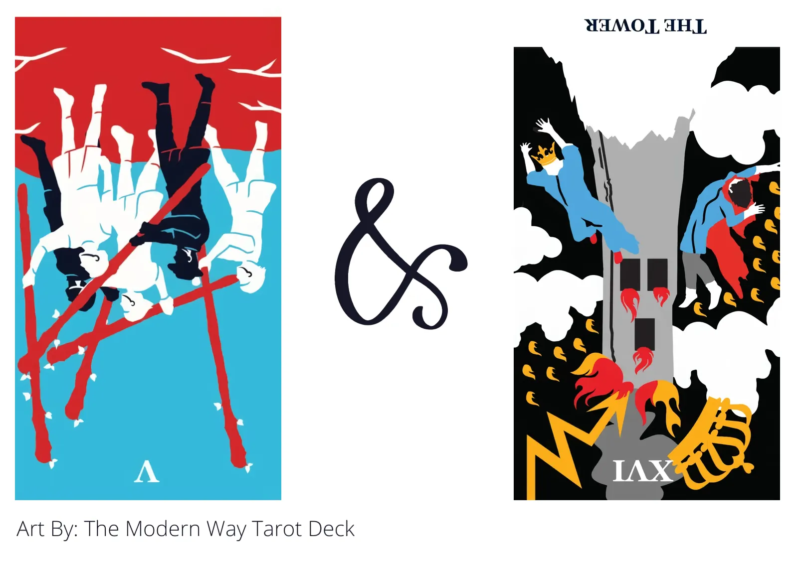 five of wands reversed and the tower reversed tarot cards together
