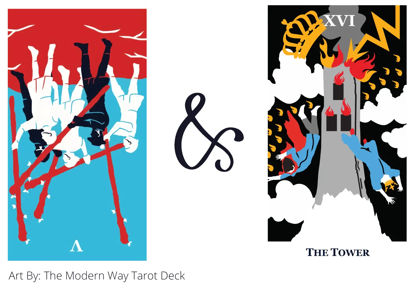 five of wands reversed and the tower tarot cards together
