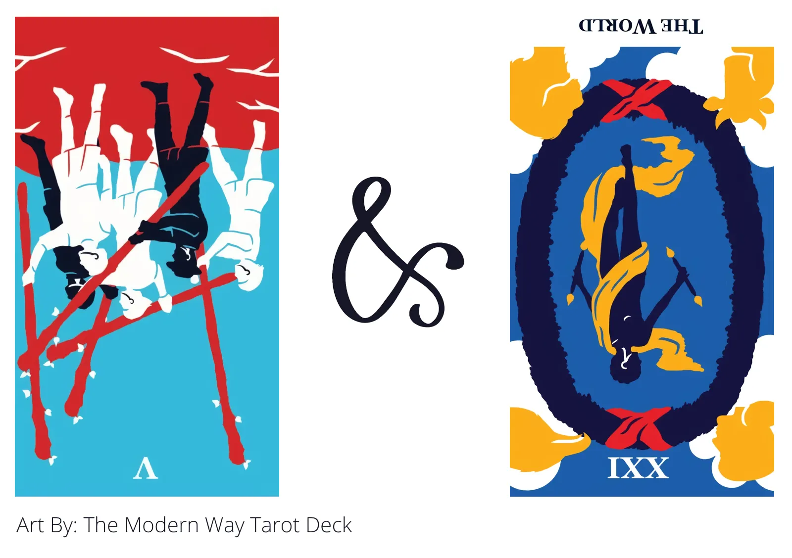 five of wands reversed and the world reversed tarot cards together