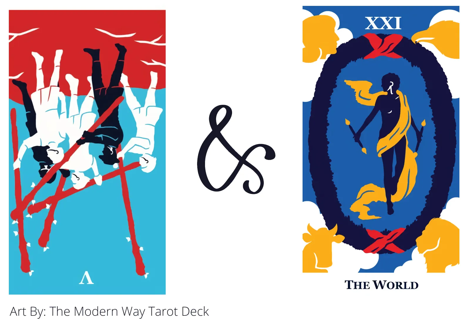 five of wands reversed and the world tarot cards together