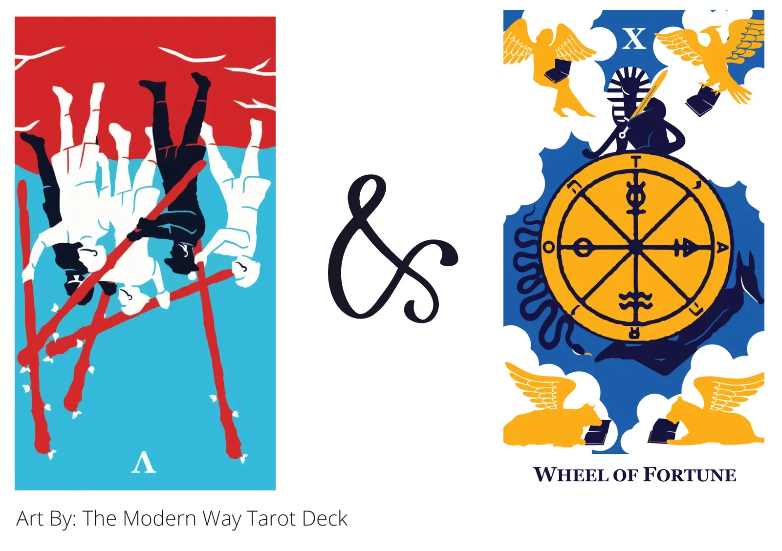 five of wands reversed and wheel of fortune tarot cards together
