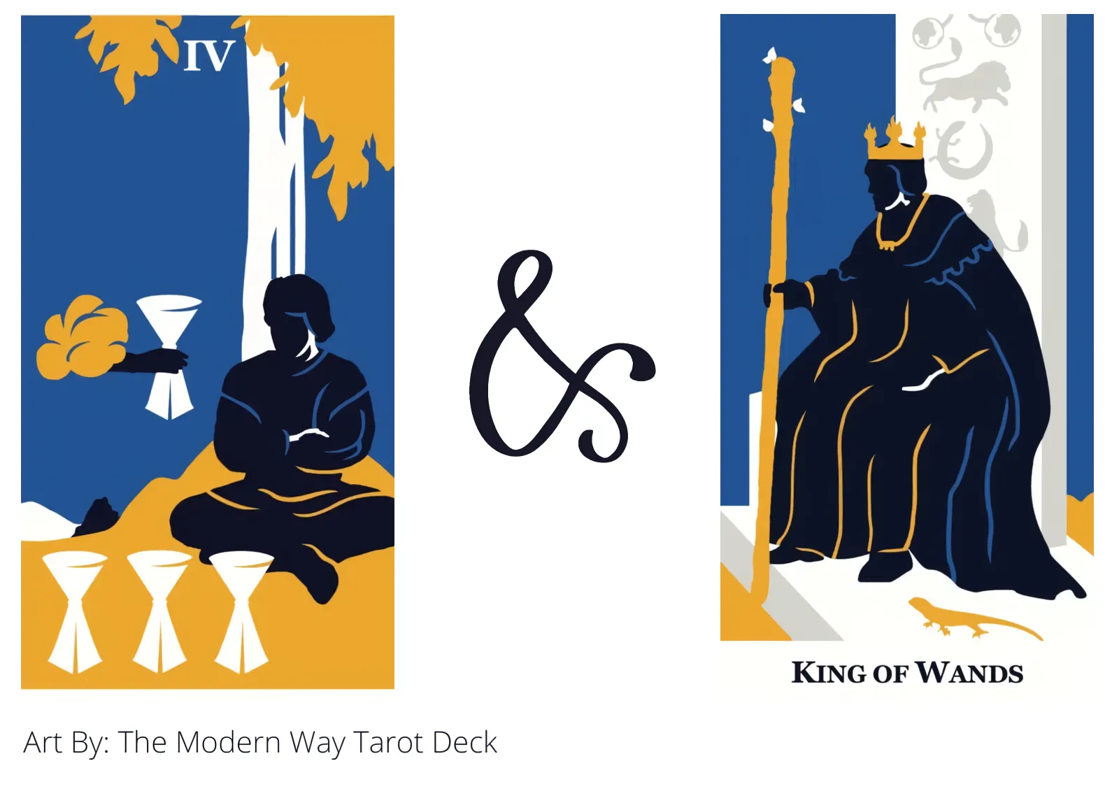 four of cups and king of wands tarot cards together