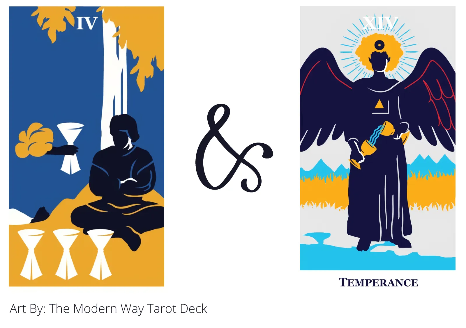 four of cups and temperance tarot cards together