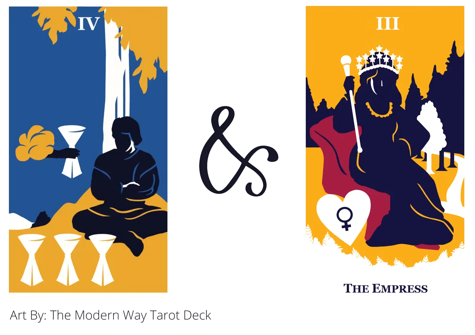 four of cups and the empress tarot cards together