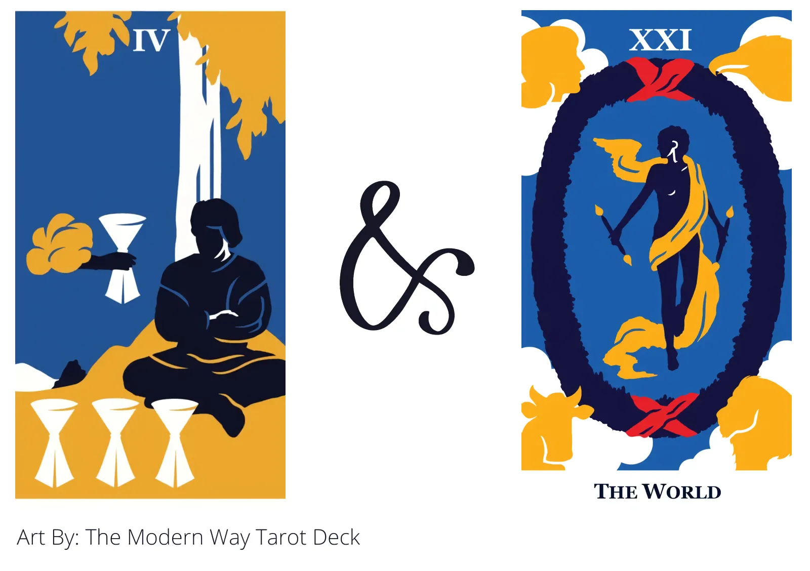 four of cups and the world tarot cards together