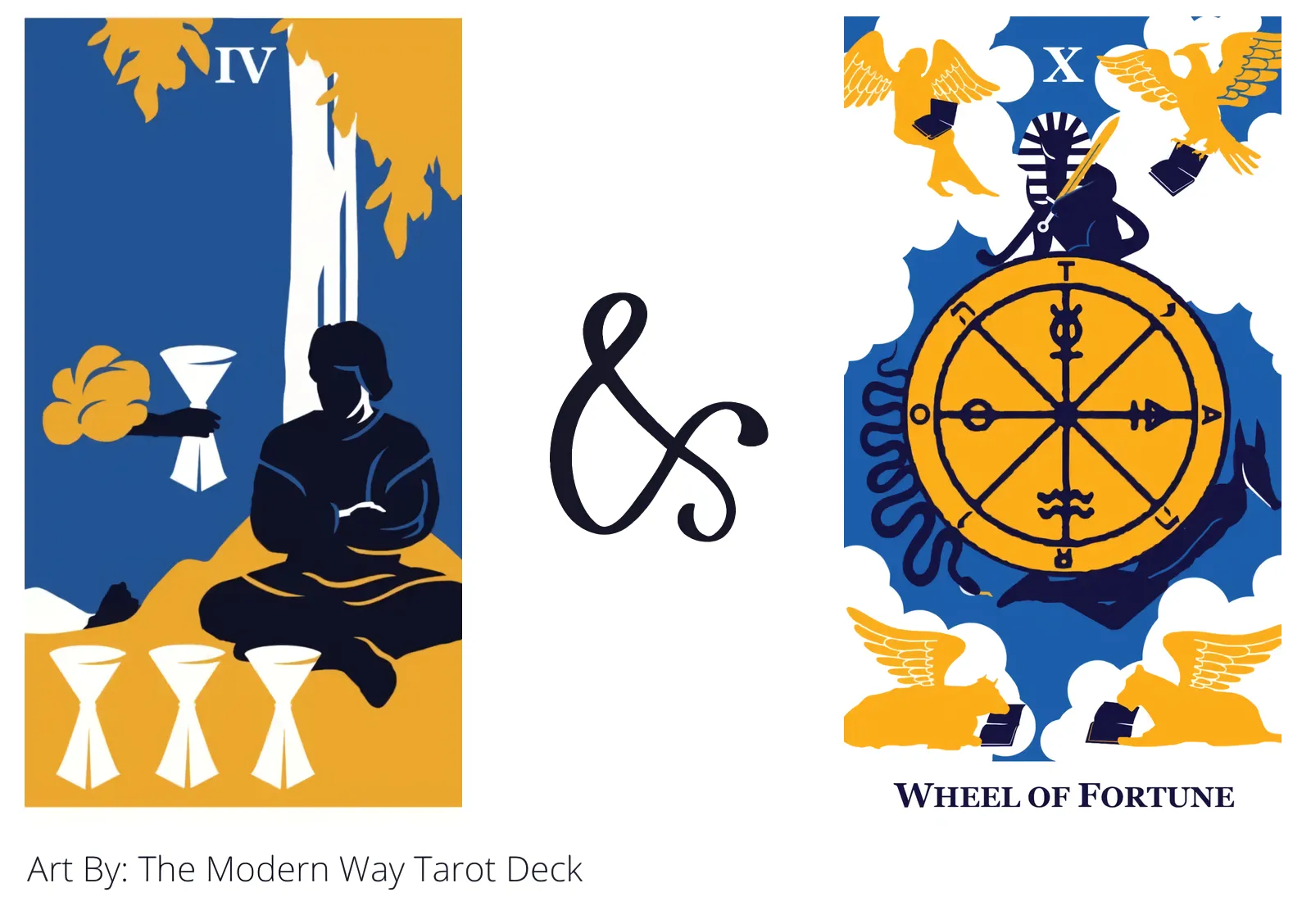 four of cups and wheel of fortune tarot cards together