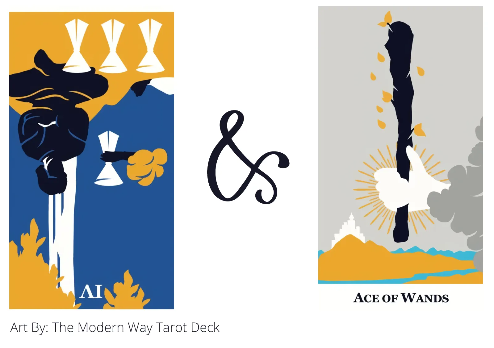 four of cups reversed and ace of wands tarot cards together