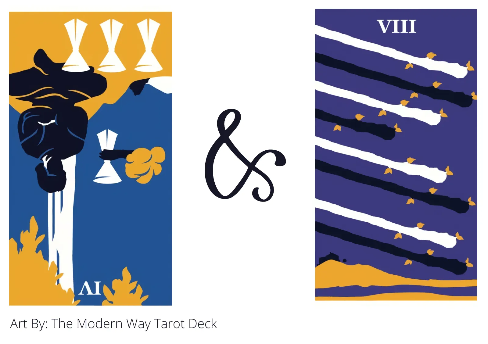 four of cups reversed and eight of wands tarot cards together