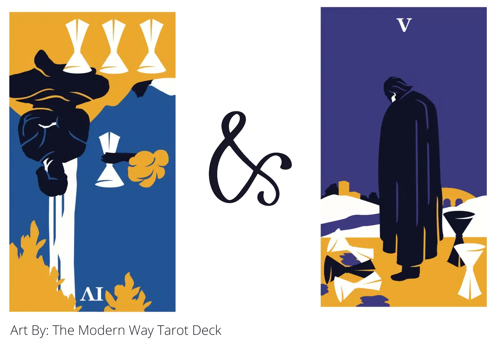 four of cups reversed and five of cups tarot cards together