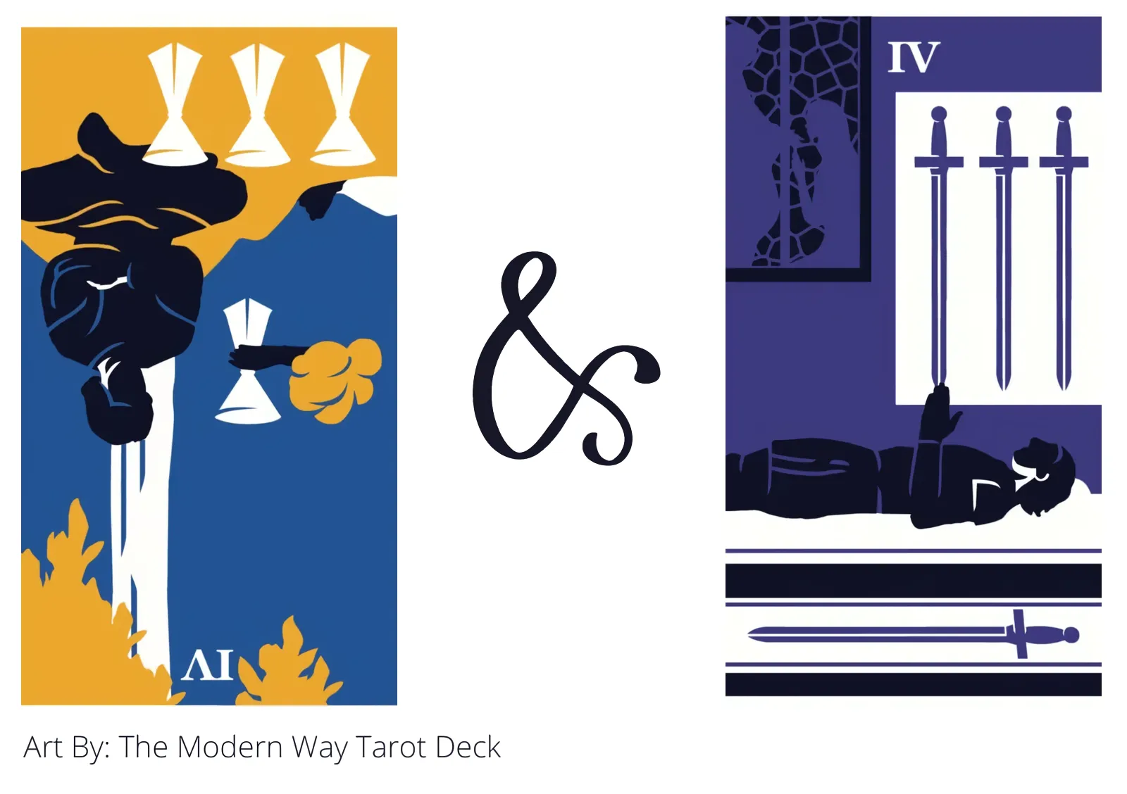 four of cups reversed and four of swords tarot cards together