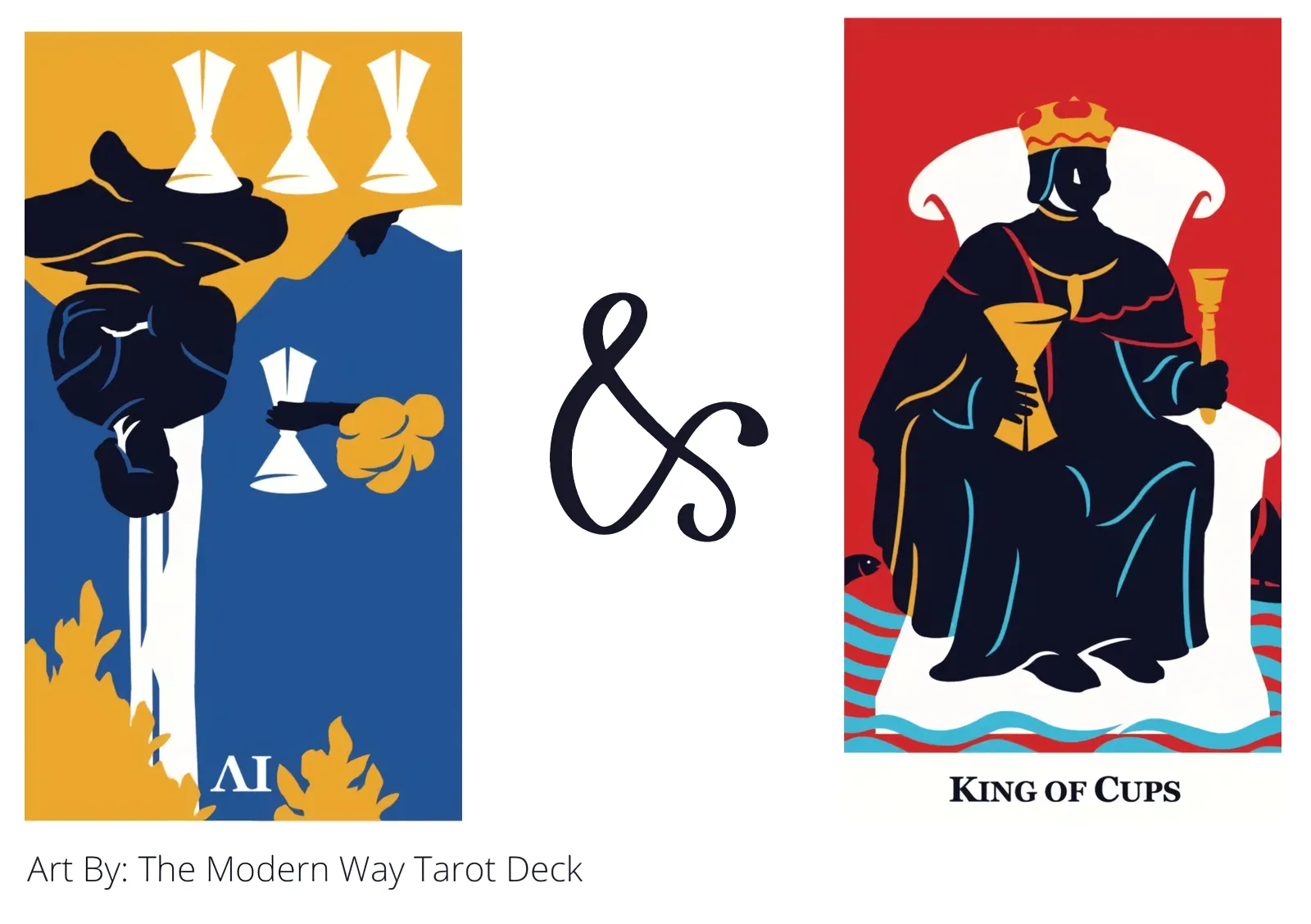 four of cups reversed and king of cups tarot cards together