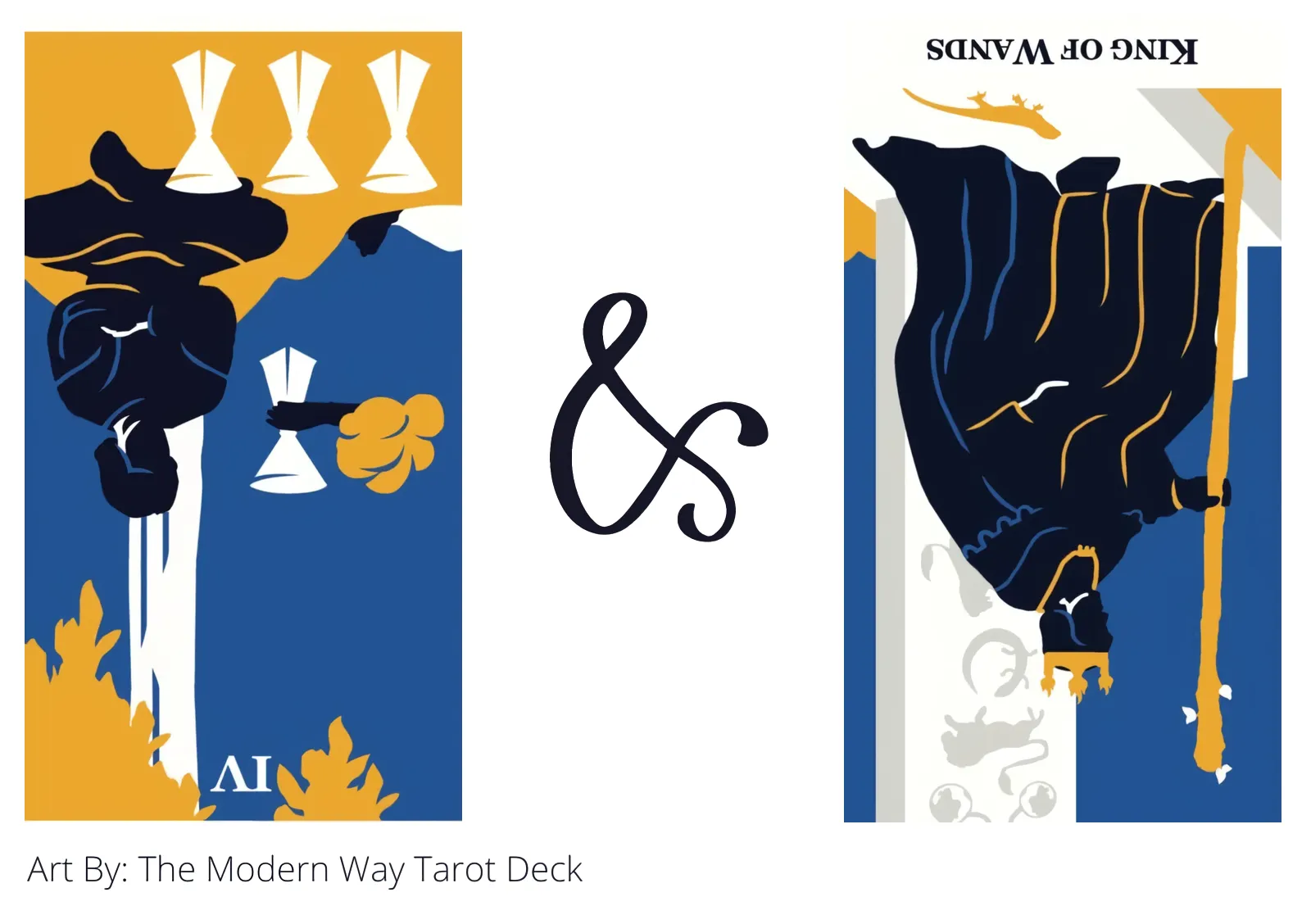 four of cups reversed and king of wands reversed tarot cards together