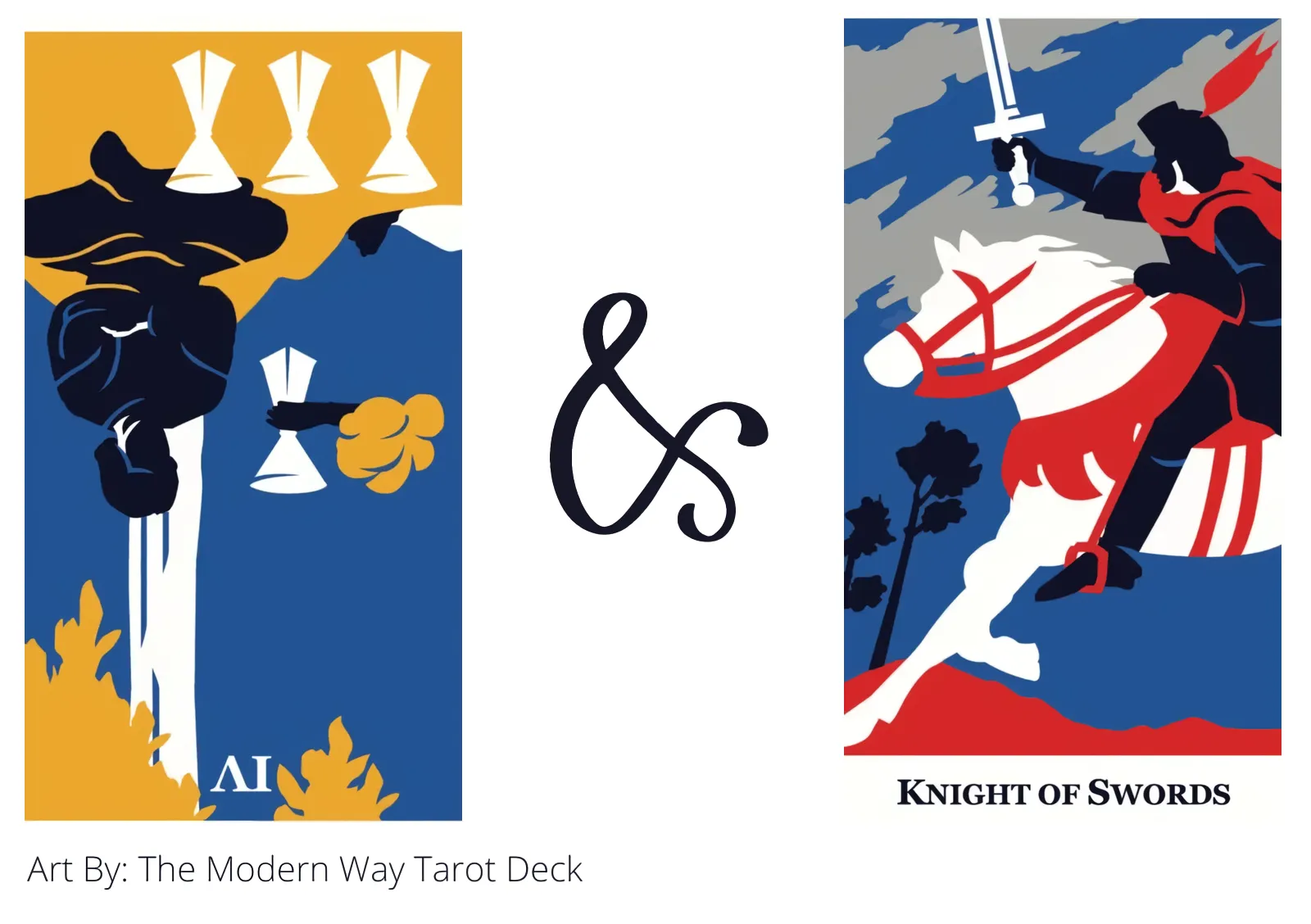 four of cups reversed and knight of swords tarot cards together