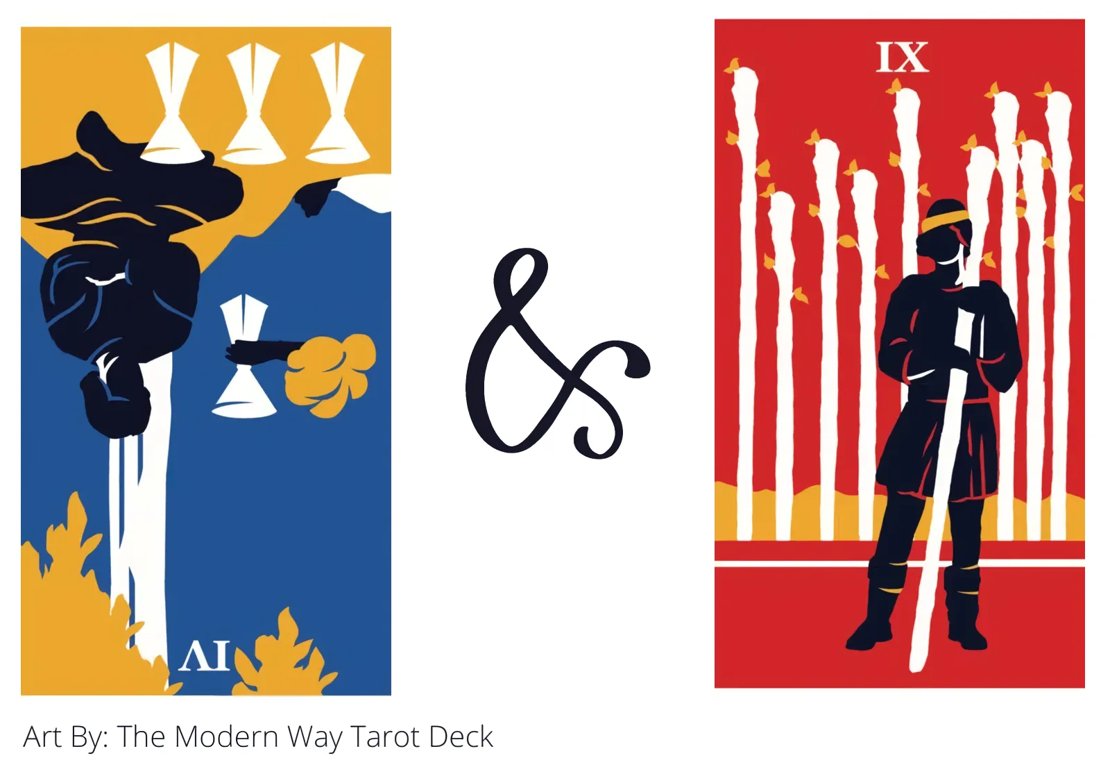 four of cups reversed and nine of wands tarot cards together