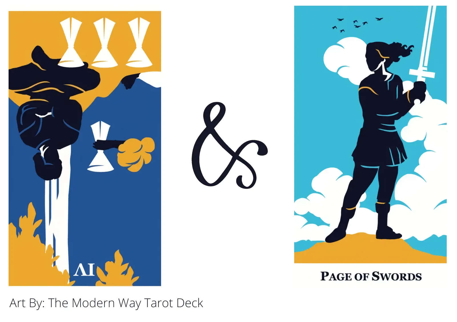 four of cups reversed and page of swords tarot cards together