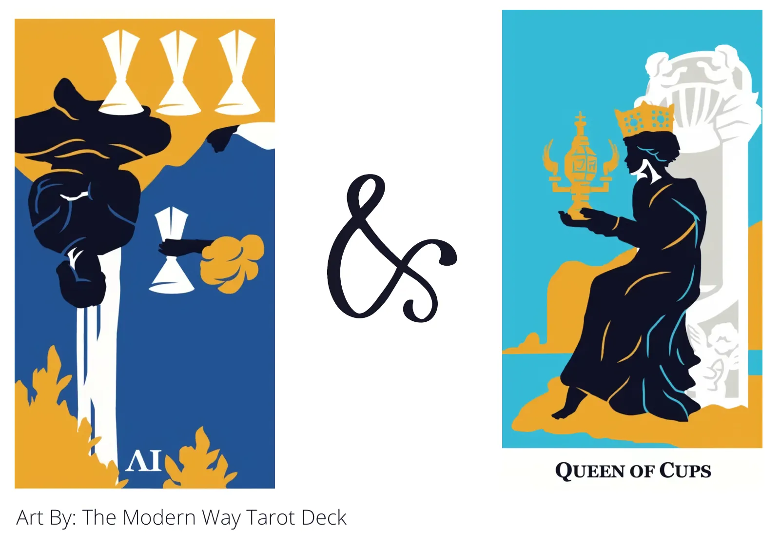 four of cups reversed and queen of cups tarot cards together
