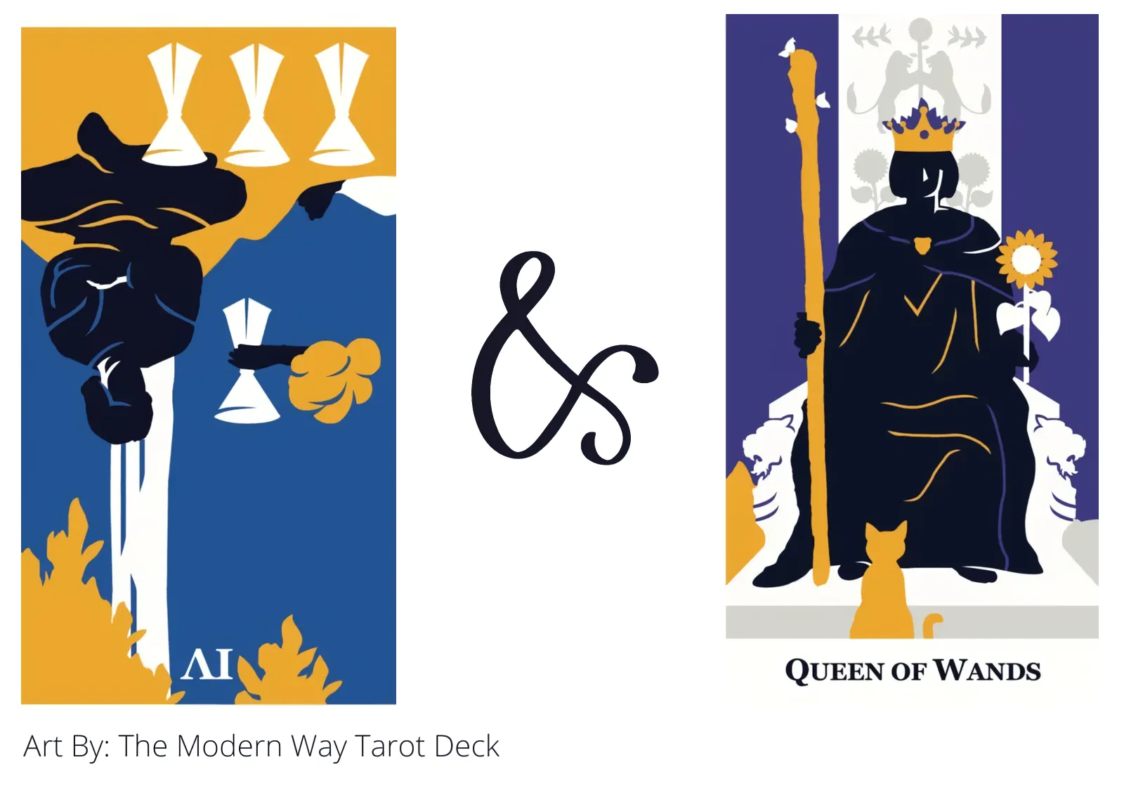 four of cups reversed and queen of wands tarot cards together