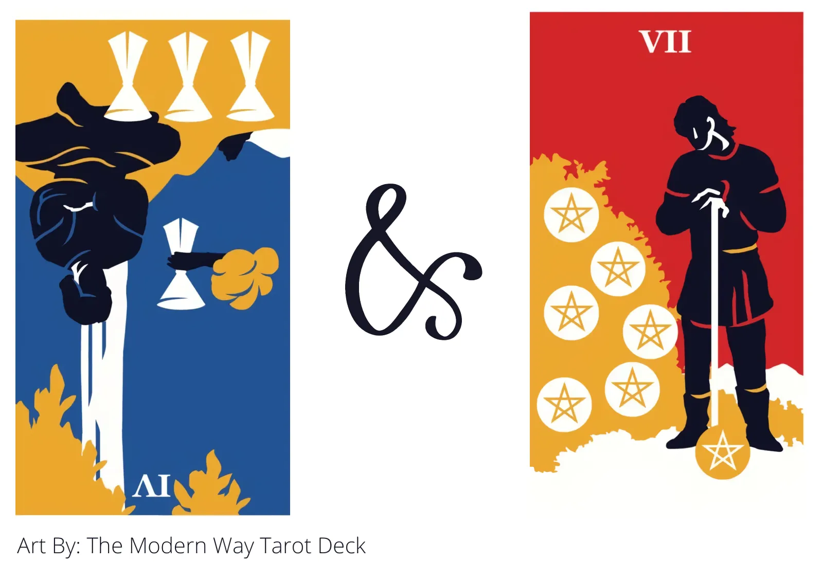 four of cups reversed and seven of pentacles tarot cards together