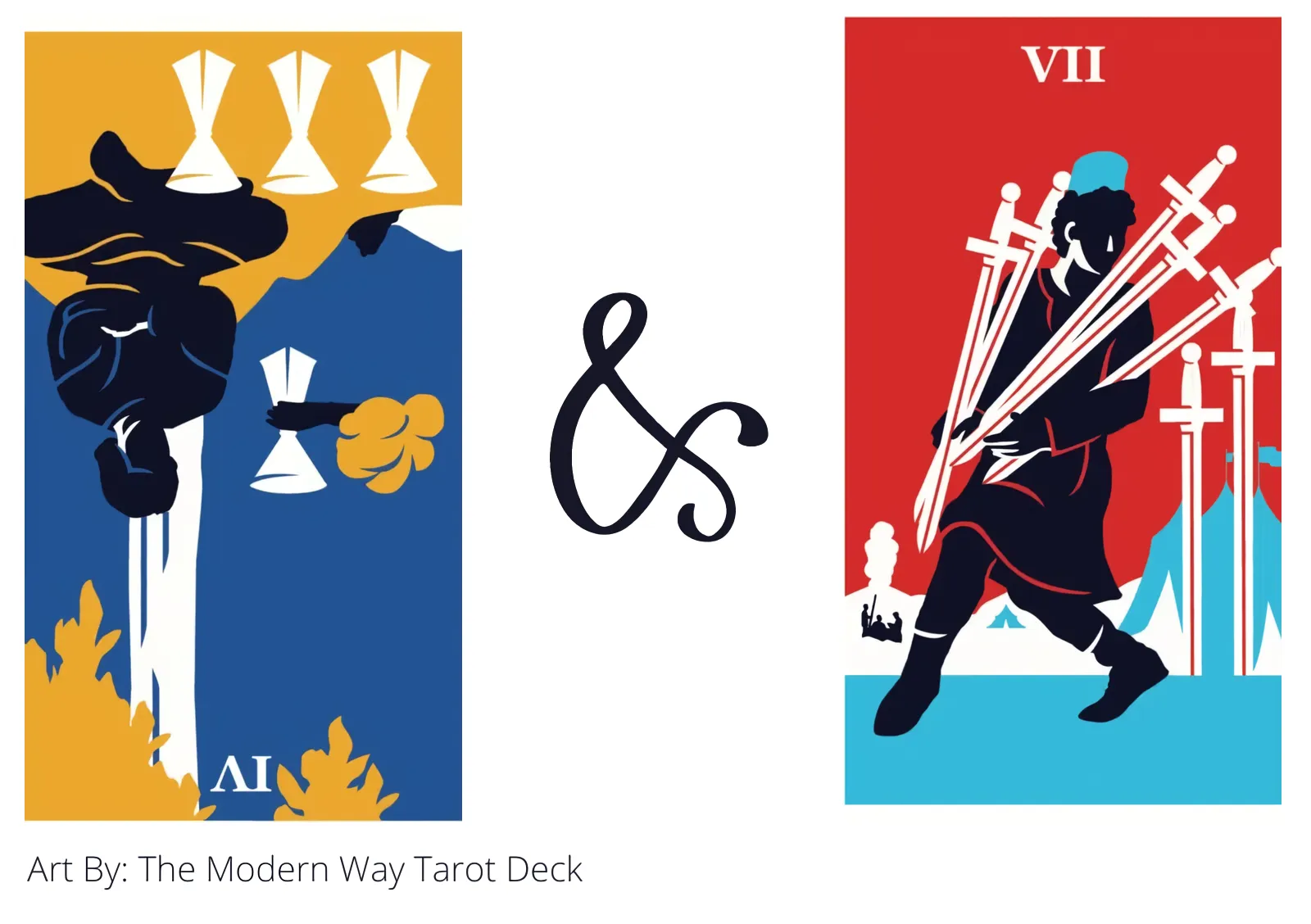 four of cups reversed and seven of swords tarot cards together