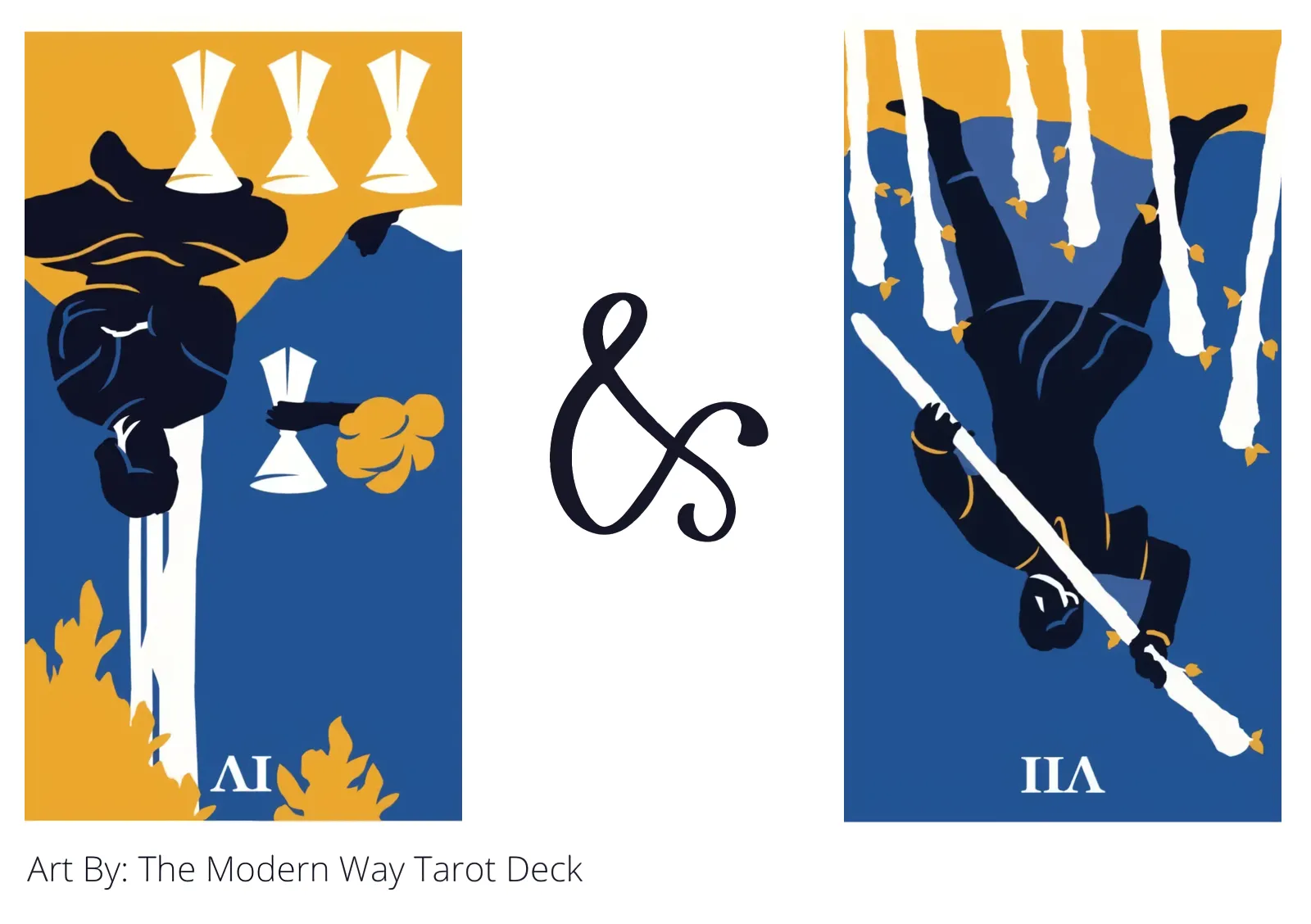 four of cups reversed and seven of wands reversed tarot cards together