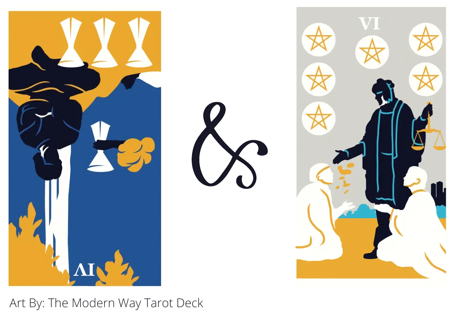 four of cups reversed and six of pentacles tarot cards together
