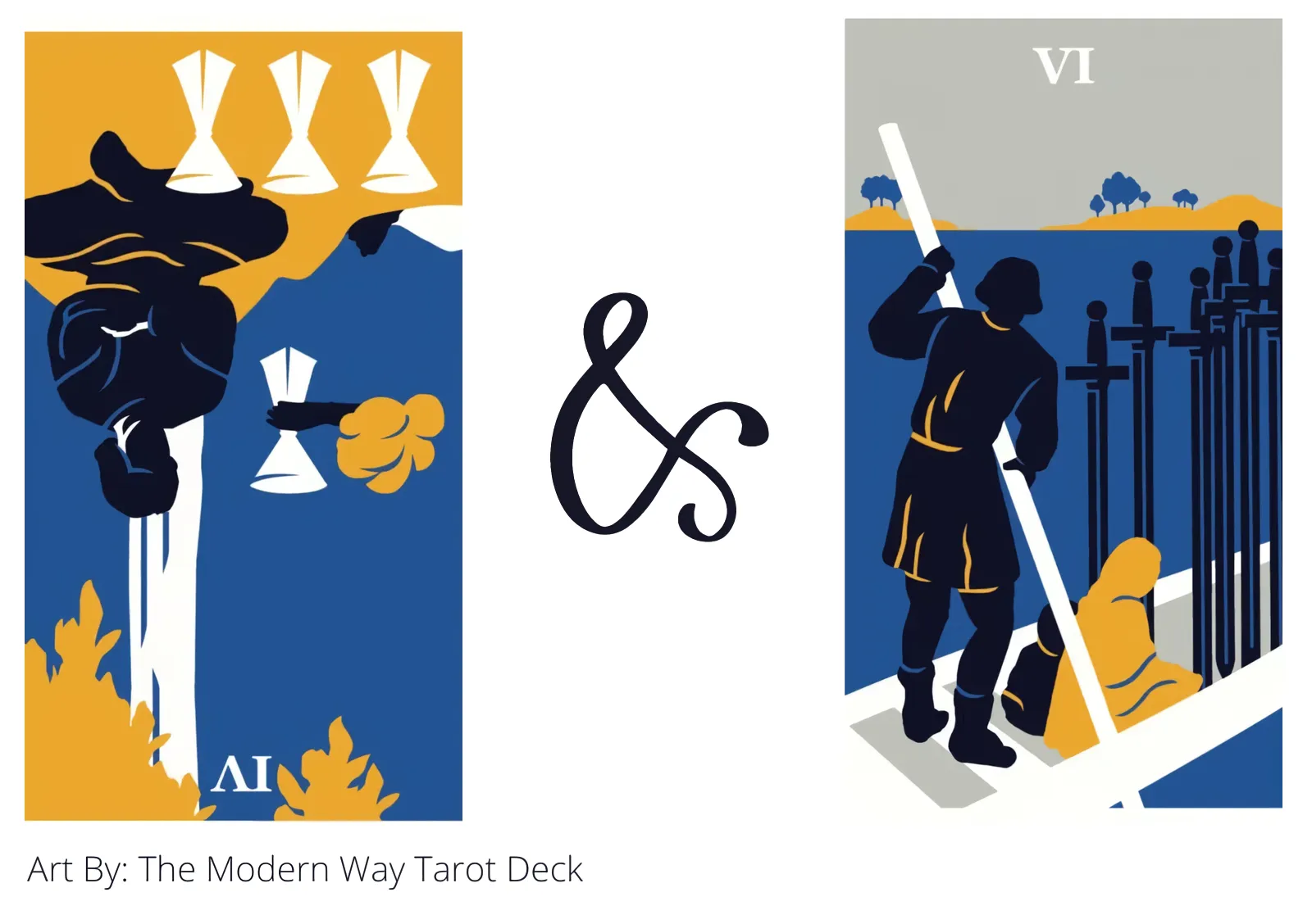 four of cups reversed and six of swords tarot cards together