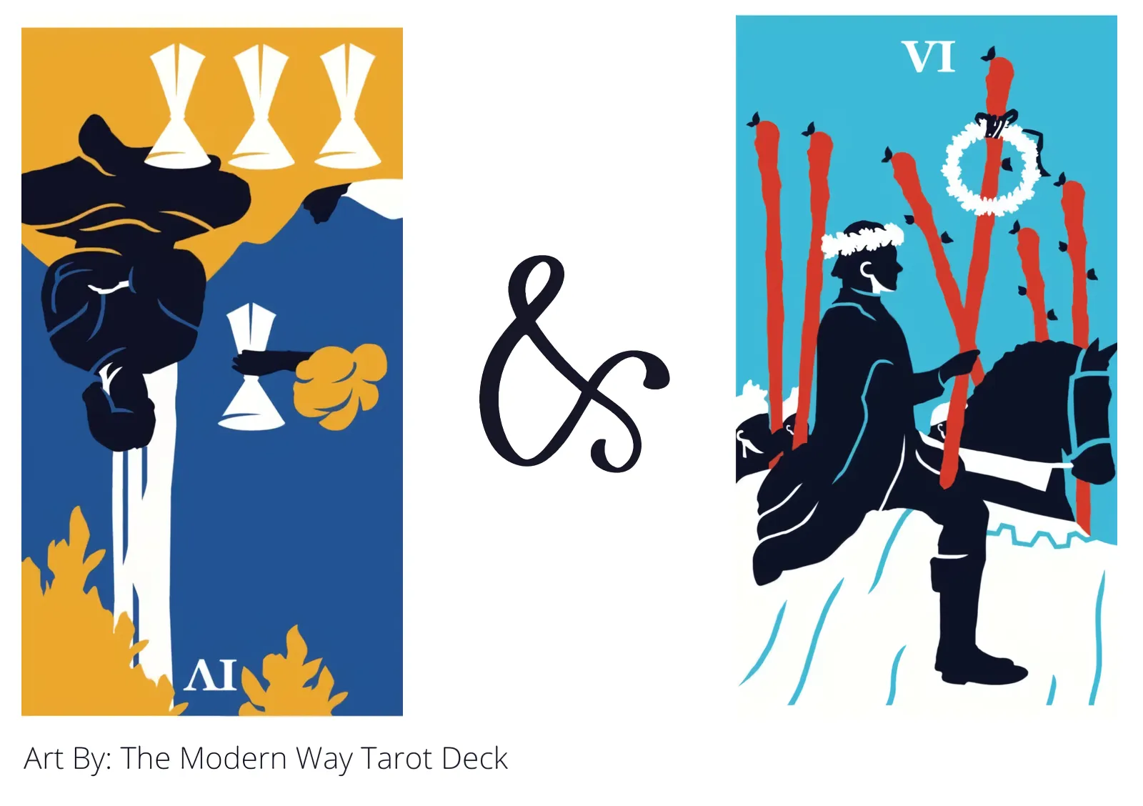 four of cups reversed and six of wands tarot cards together