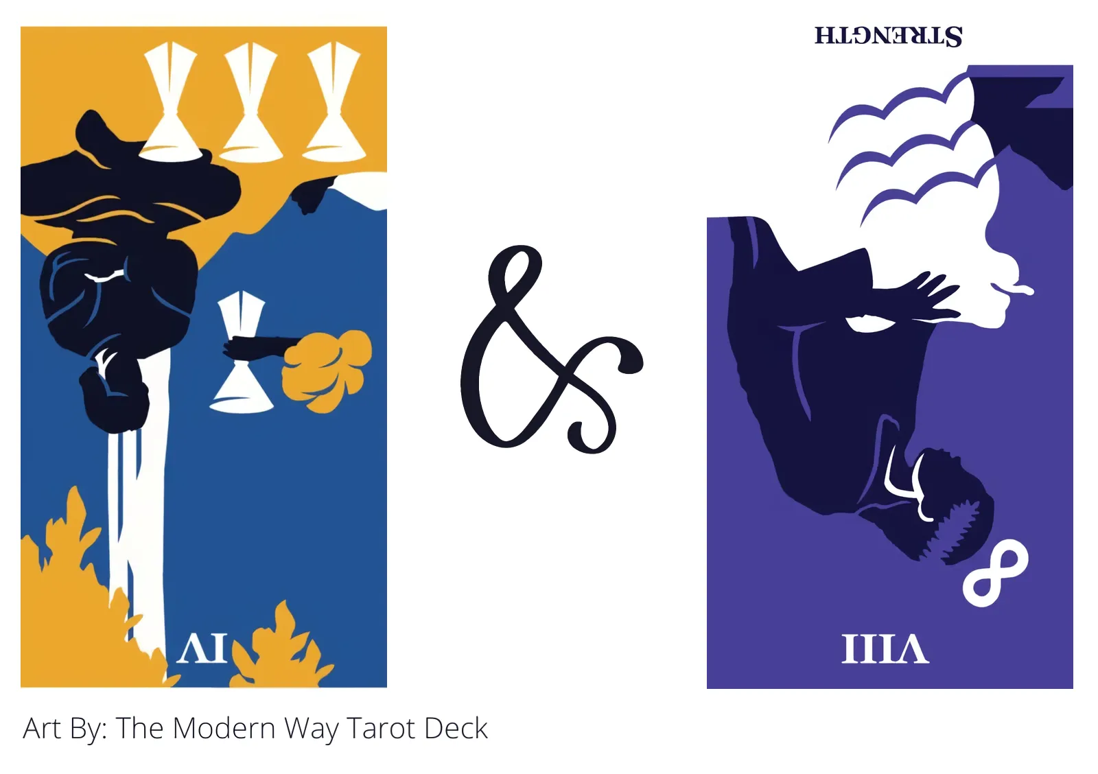 four of cups reversed and strength reversed tarot cards together