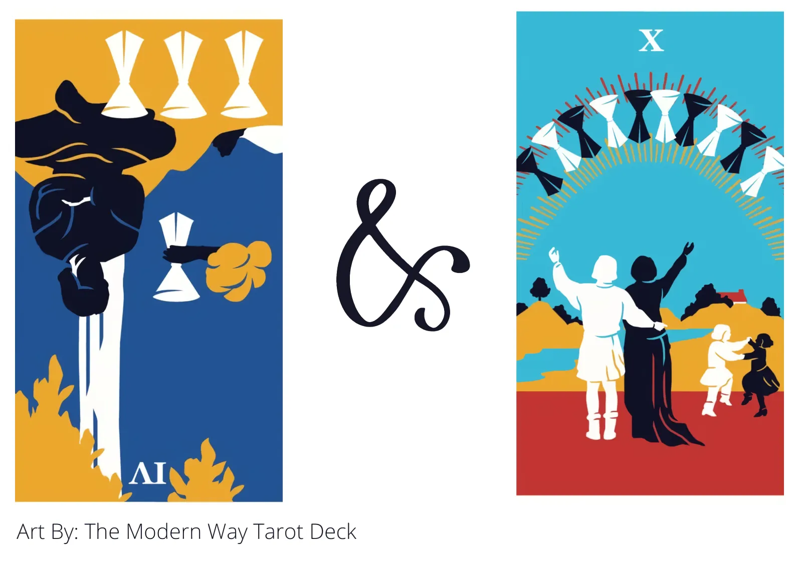 four of cups reversed and ten of cups tarot cards together