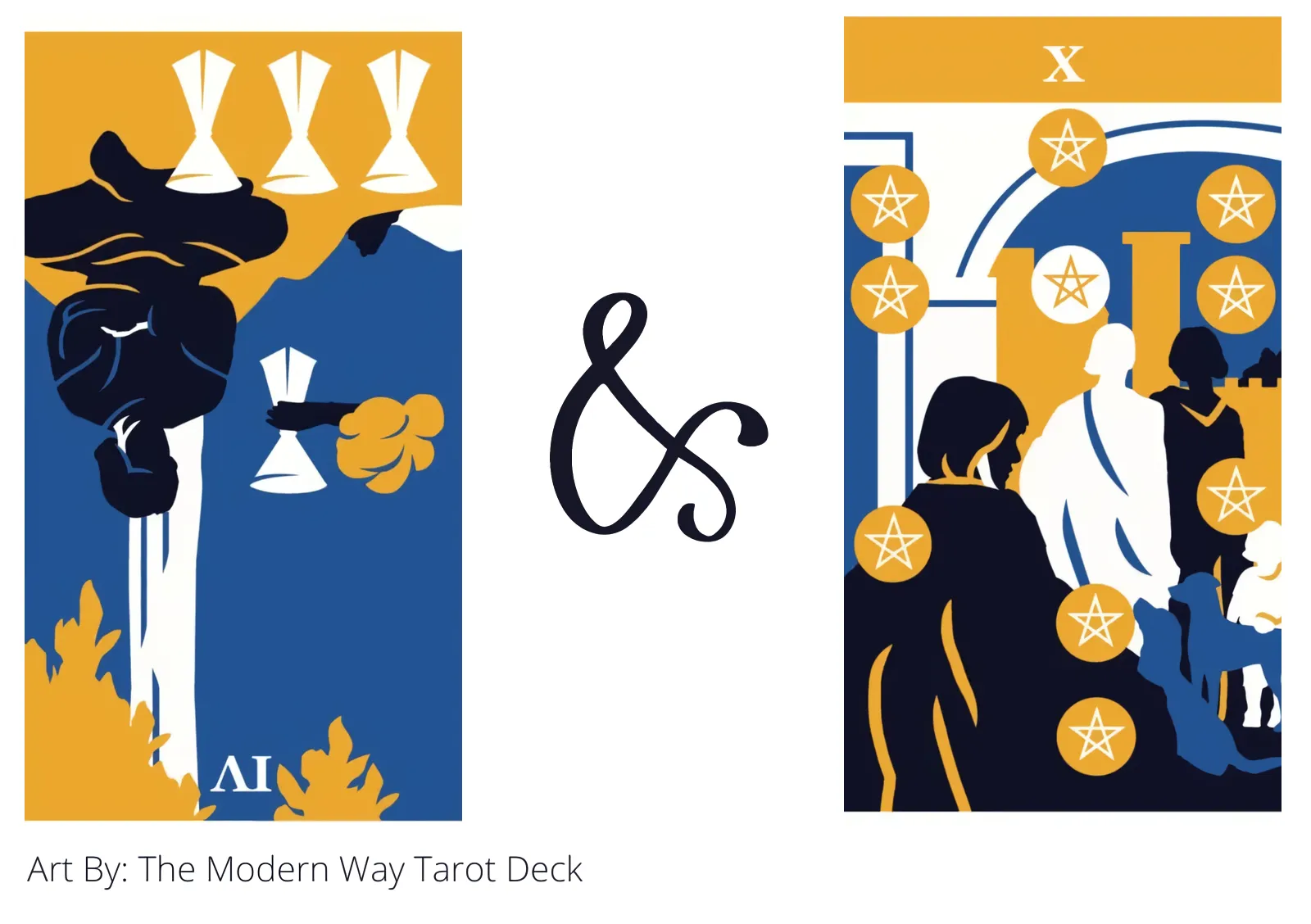four of cups reversed and ten of pentacles tarot cards together