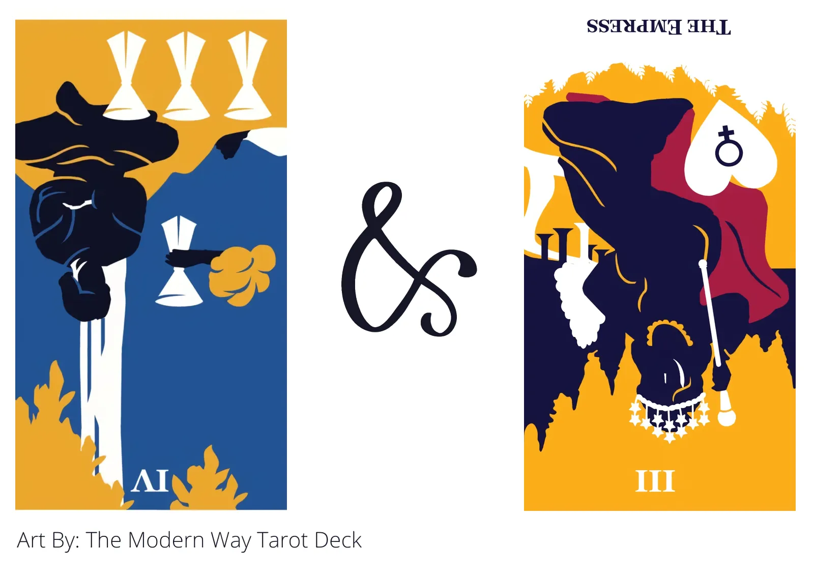 four of cups reversed and the empress reversed tarot cards together