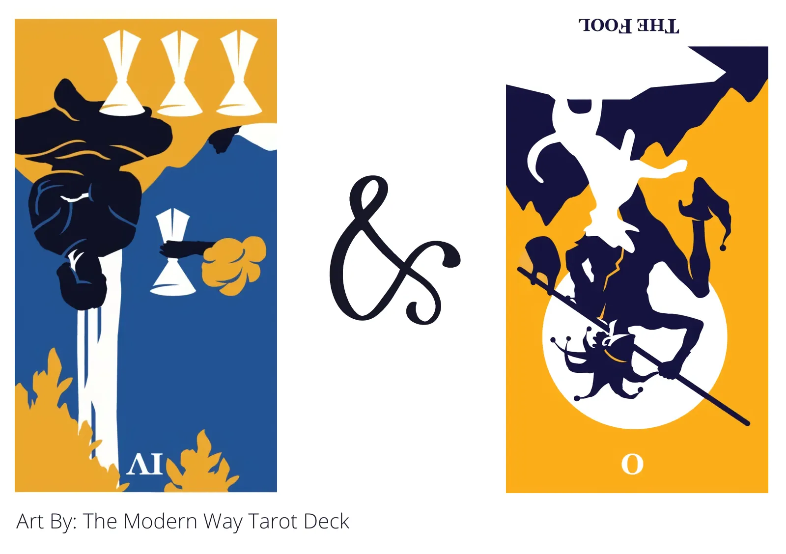 four of cups reversed and the fool reversed tarot cards together