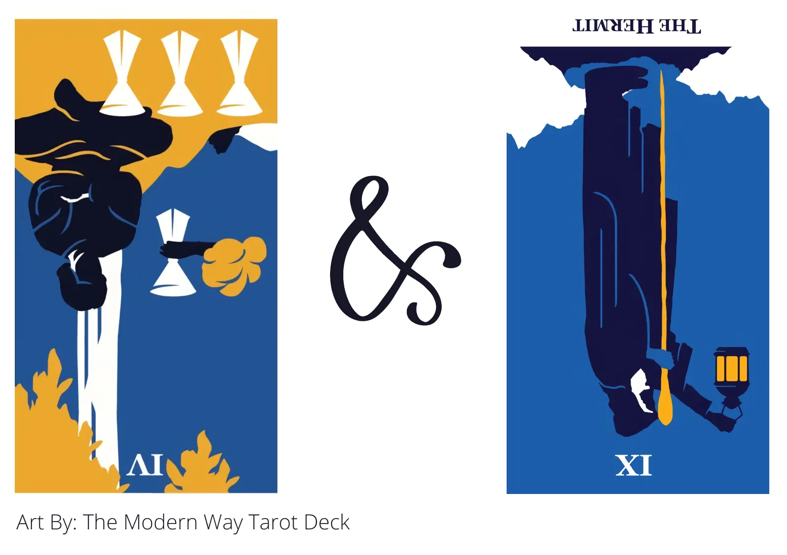 four of cups reversed and the hermit reversed tarot cards together