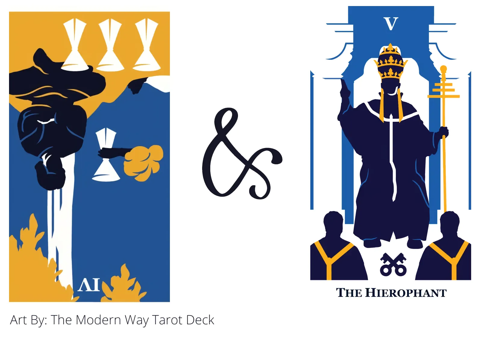 four of cups reversed and the hierophant tarot cards together