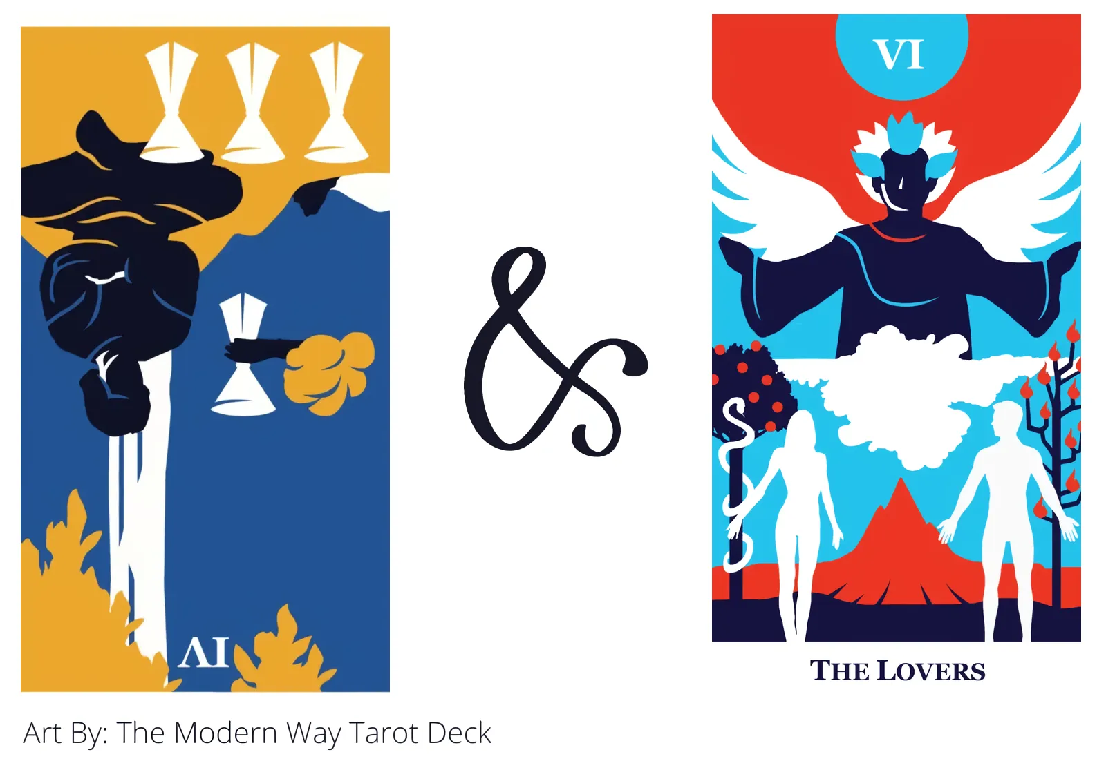 four of cups reversed and the lovers tarot cards together