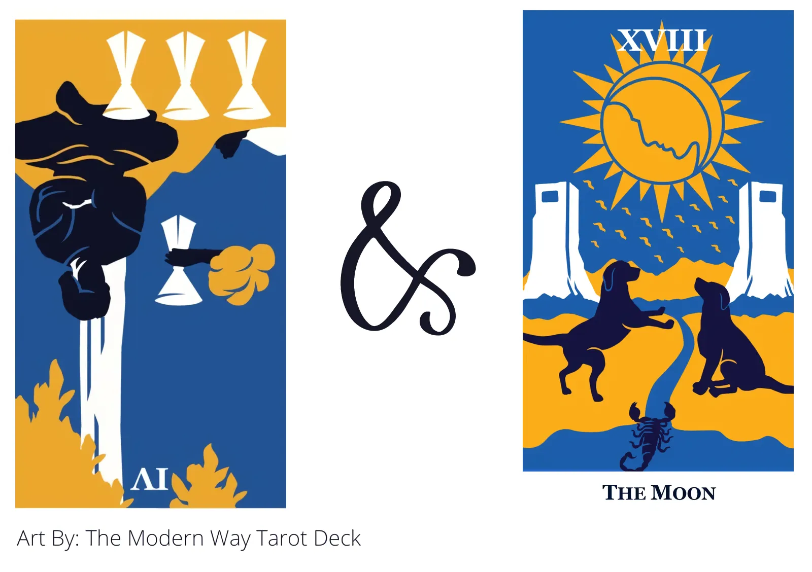 four of cups reversed and the moon tarot cards together