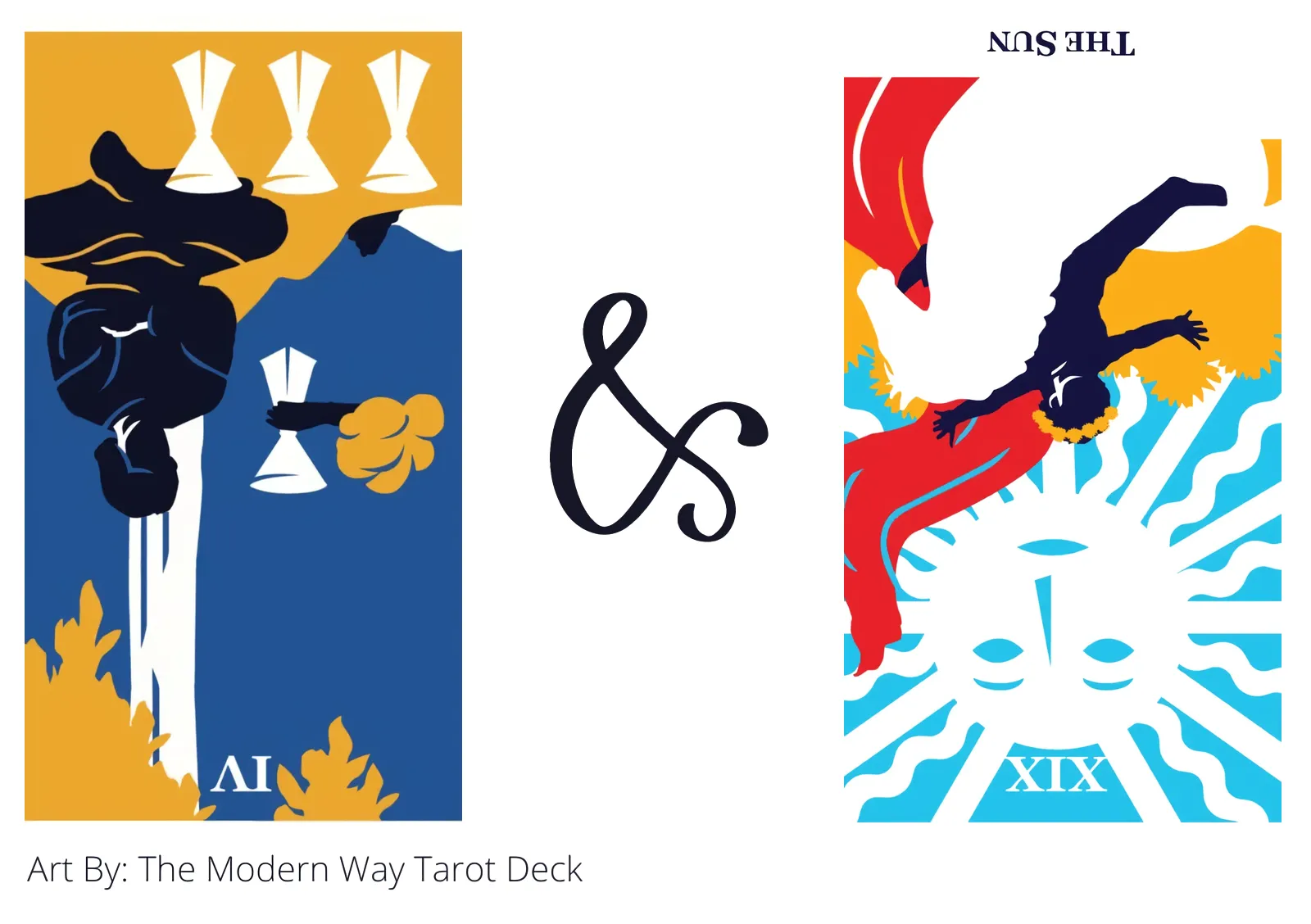four of cups reversed and the sun reversed tarot cards together