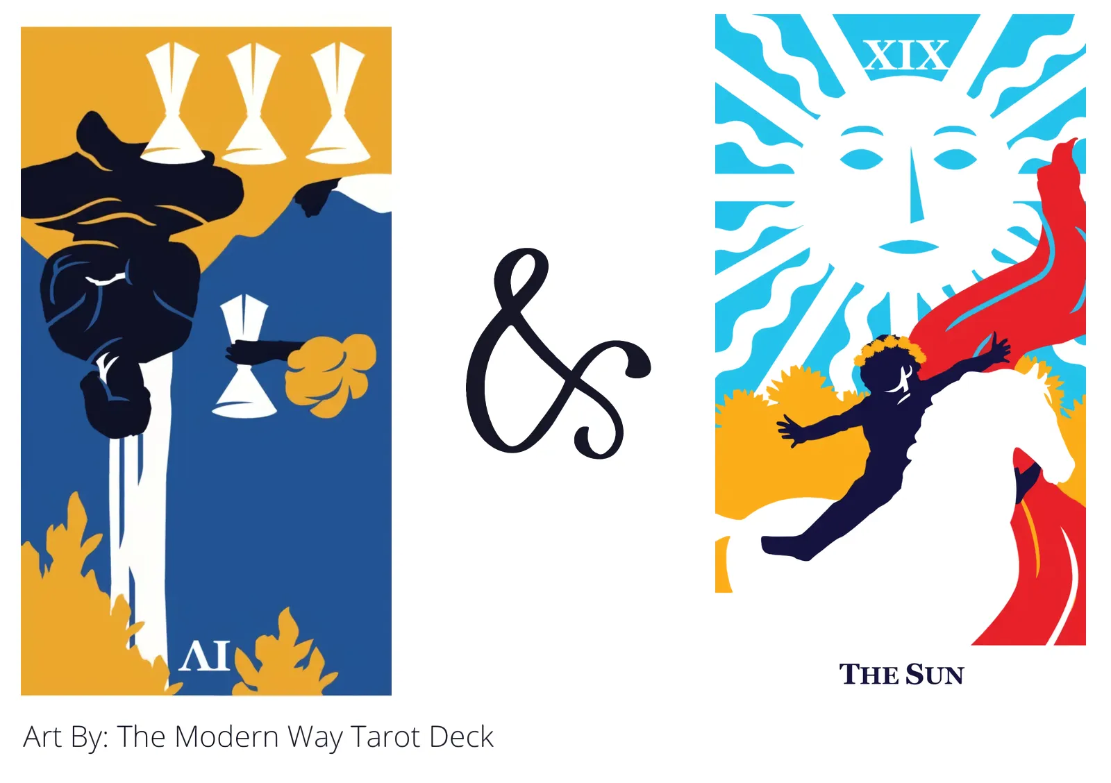 four of cups reversed and the sun tarot cards together