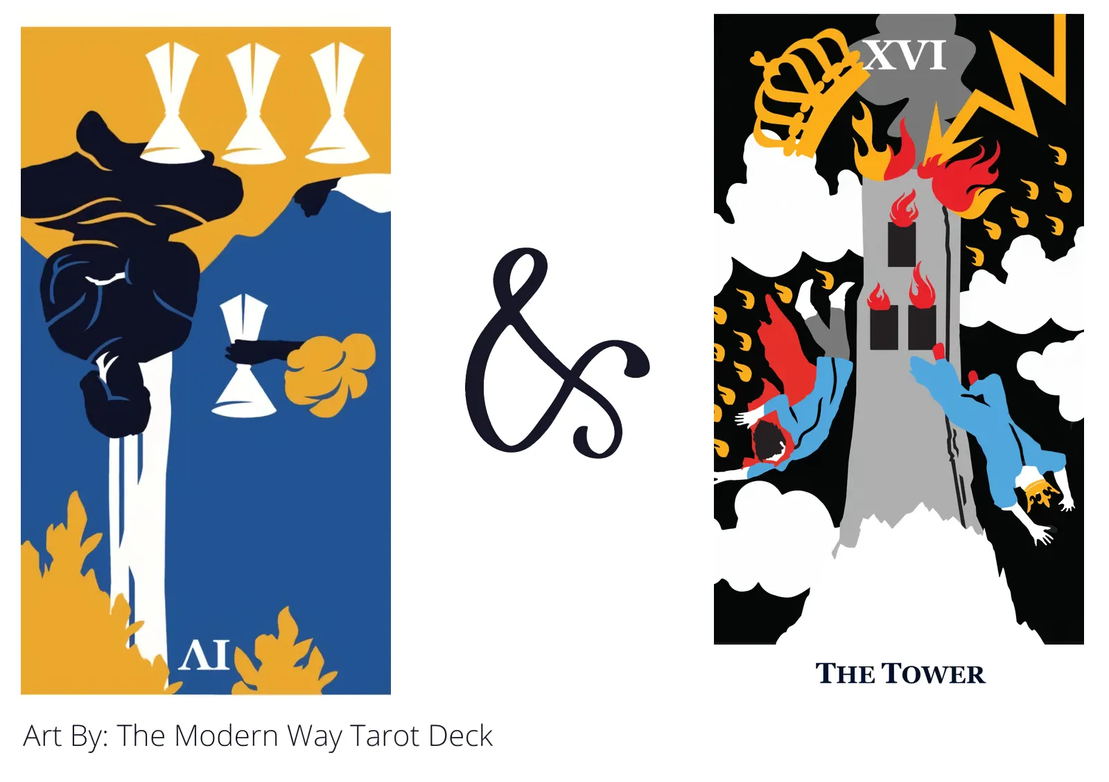 four of cups reversed and the tower tarot cards together