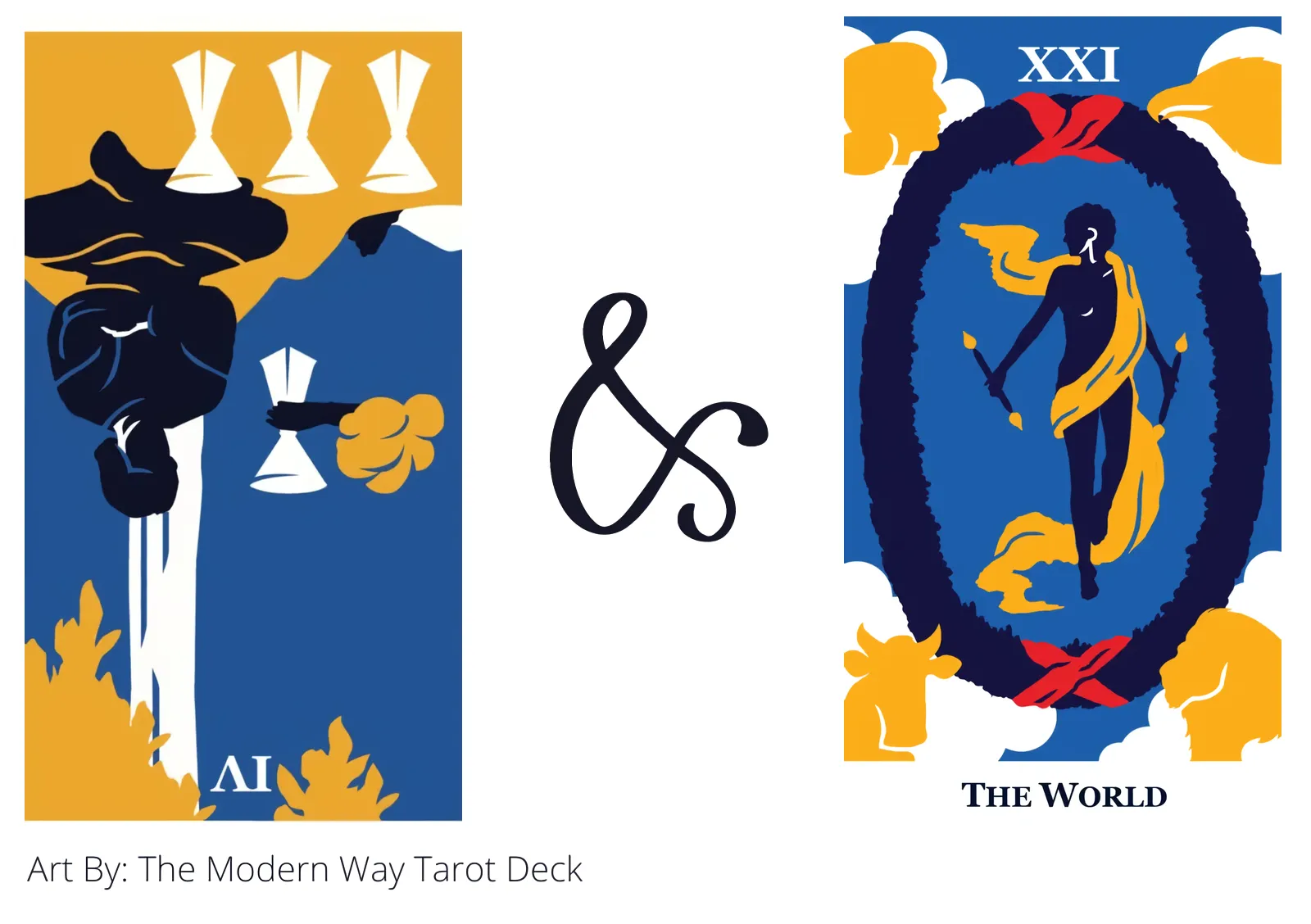 four of cups reversed and the world tarot cards together