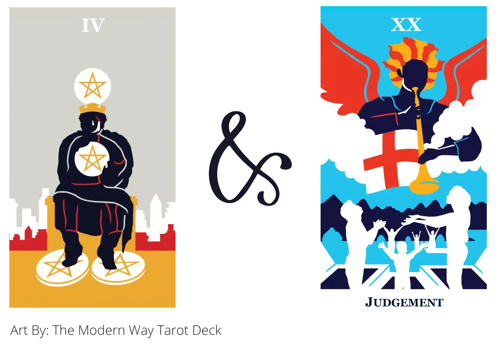 four of pentacles and judgement tarot cards together