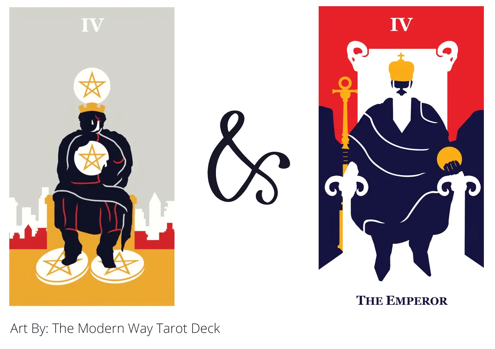 four of pentacles and the emperor tarot cards together