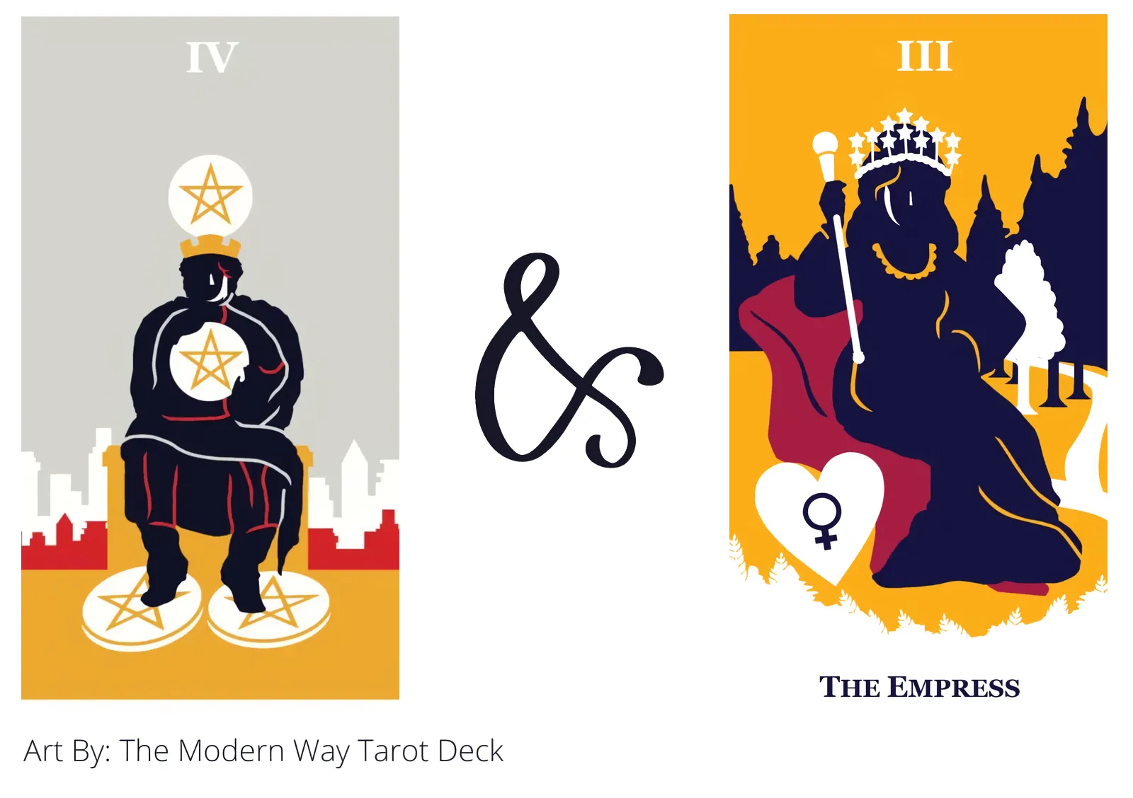four of pentacles and the empress tarot cards together