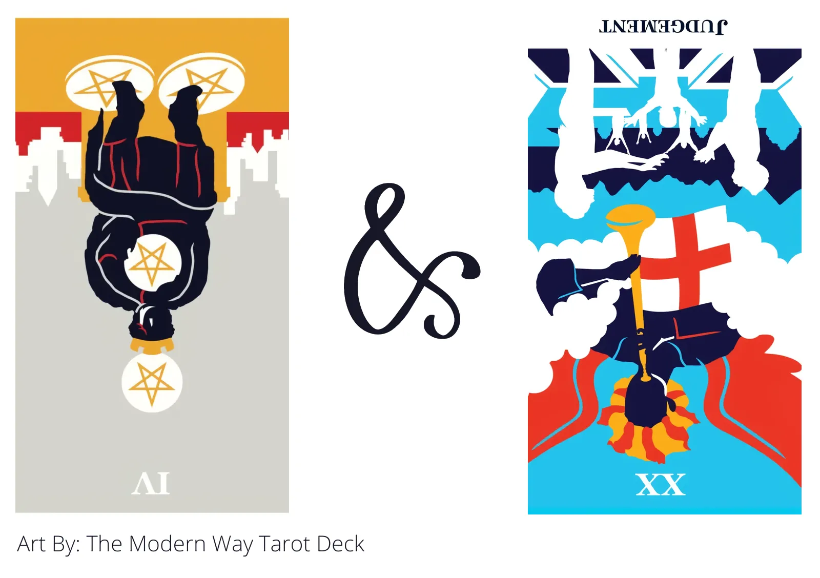 four of pentacles reversed and judgement reversed tarot cards together