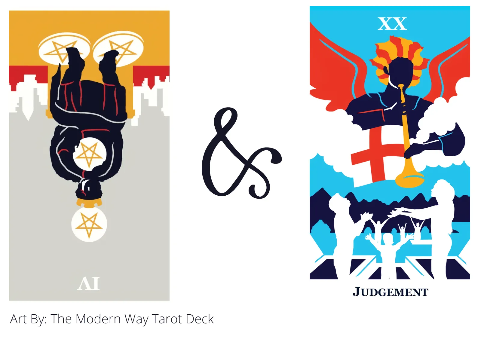 four of pentacles reversed and judgement tarot cards together
